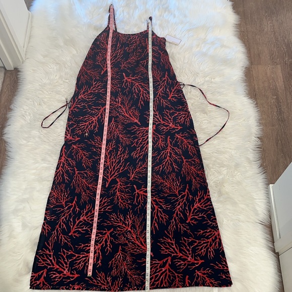 NWT Michael Kors 'Latana' Cotton Cover-Up Maxi Dress ~ in Navy and Coral Red - Picture 8 of 16